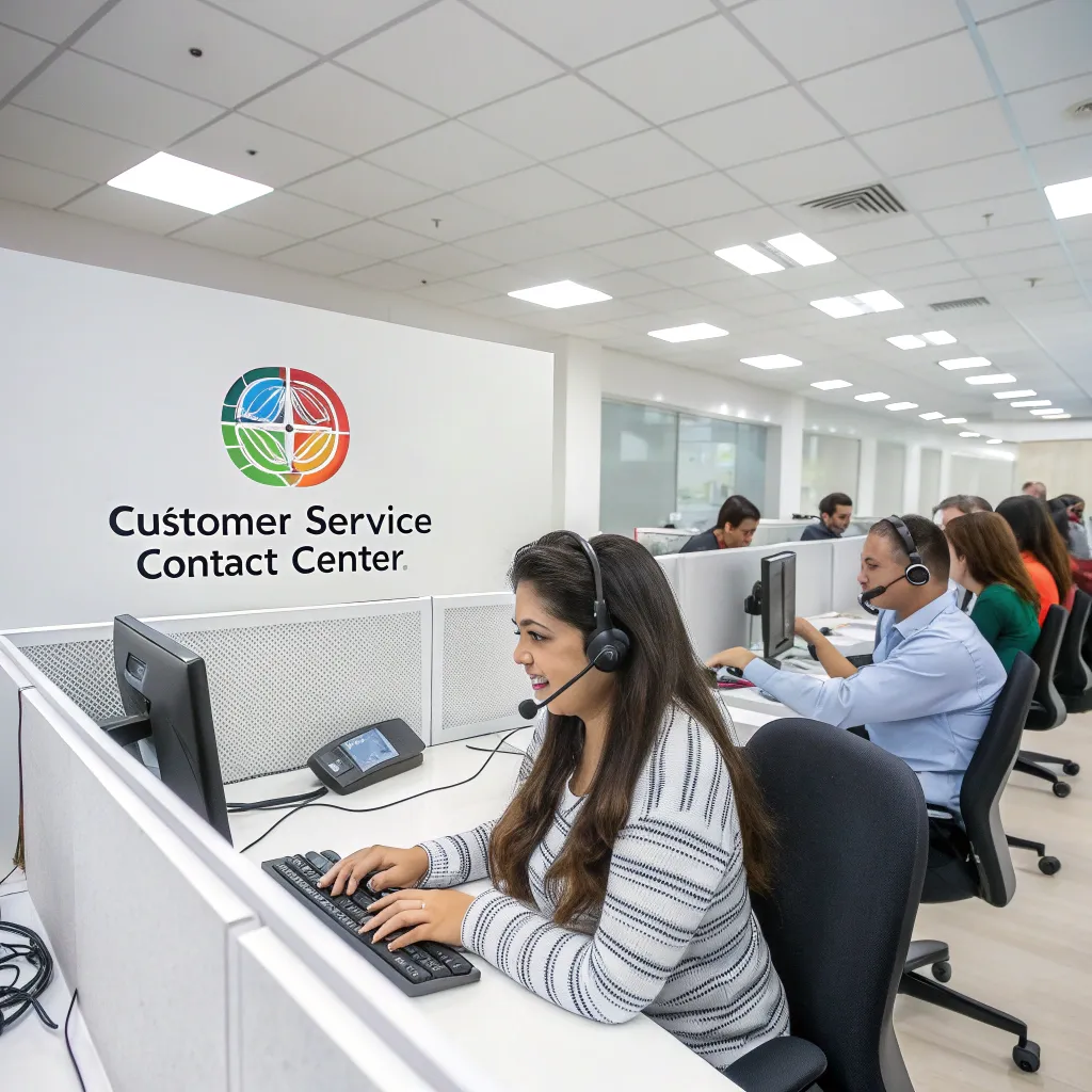 A professional office setting representing customer service contact